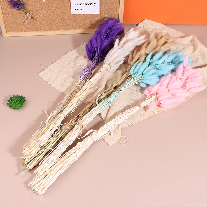 باقة زهور مجففة لترتيب الأزهار بنفسك ، السهوب المنفوشة ، عشب ذيل أرنب طبيعي ، حفل زفاف ، ديكور عيد الميلاد ، 50 * #4