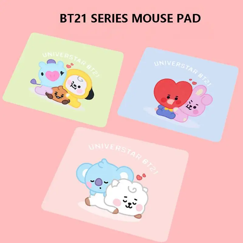 Cute Bt21 Series Mouse Pad Kawaii Cartoon Tata Koya Doll Peripheral Desktop Insulation Pad Soft Non-Slip Portable Mouse Pad Gift