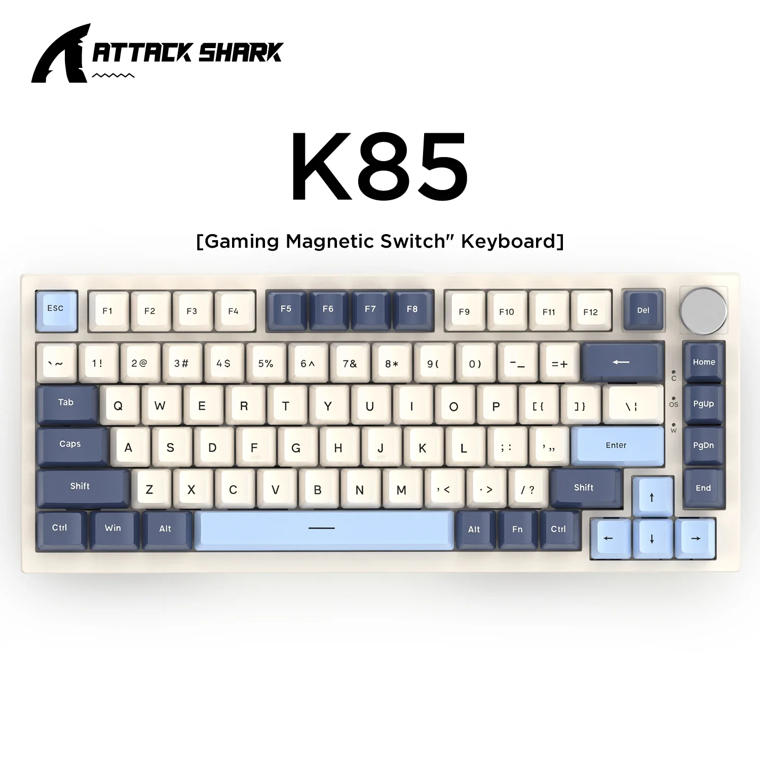 Attack Shark K85 Matal Switch Gaming Keyboard Wired Macro Key Range FPS Rush Trigger Multimedia Knob Hot-swap RGB Accessory