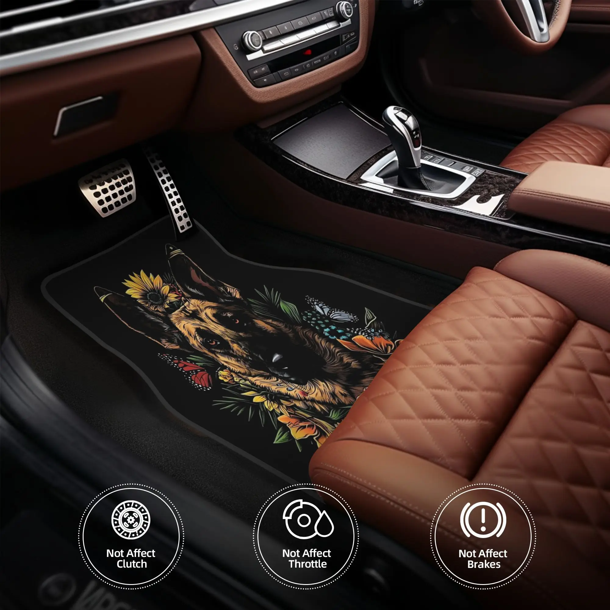 4pcs Funny Belgian Malinois Flowers Floral Colorful Mom Dad Kids Car Floor Mats, Durable, Fit For Cars, Ideal Gift, Vehicle Inte