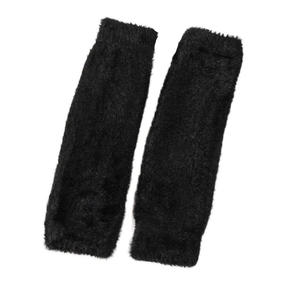 Breathable Korean Style Knitted Warm Sleeves Hole Solid Color Long Fingerless Sleeves Elastic Y2k Woolen Gloves JK