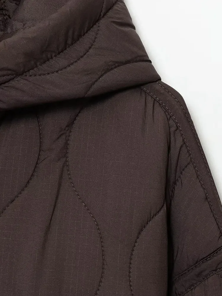 Veste à capuche en coton pour femme, manteau ample et polyvalent à manches longues, haut à Double poche, nouvelle collection automne hiver 2025