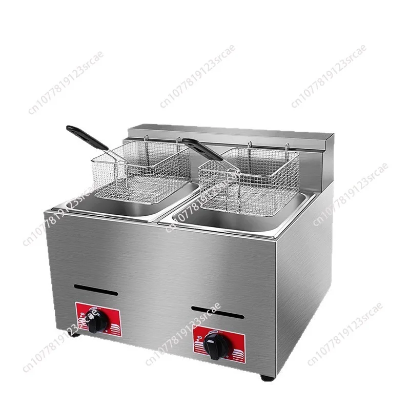 Commercial LPG Gas Deep Fryer With 8L Basket and Lid Stainless Steel Countertop Propane-LPG GH71 for Chips Fast Food Restaurant