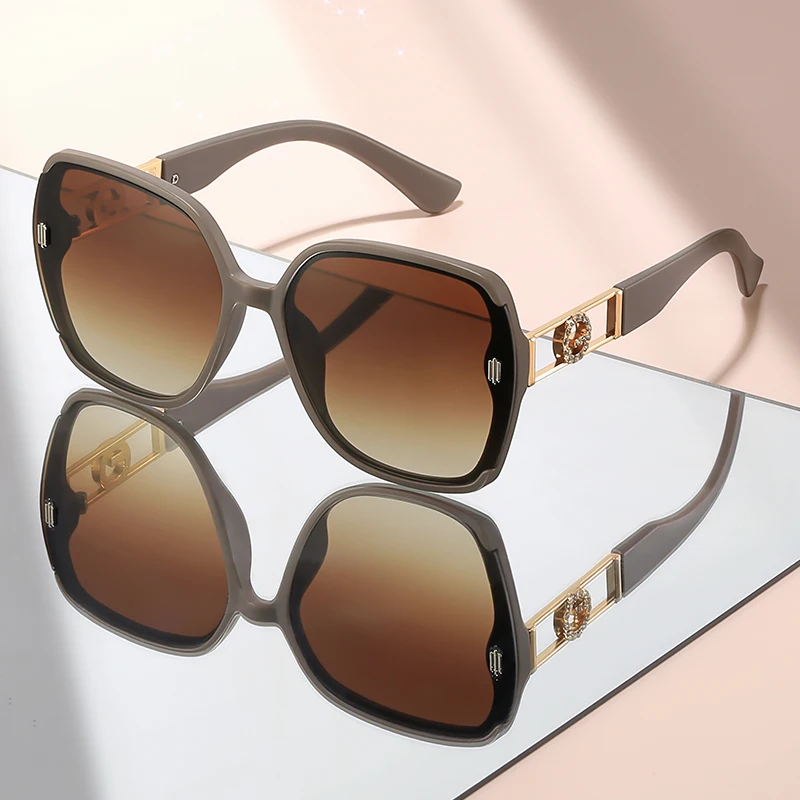 Trendy Oversized Square Sunglasses with Crystal Accent, UV Protection, Fashion Statement Eyewear for Women