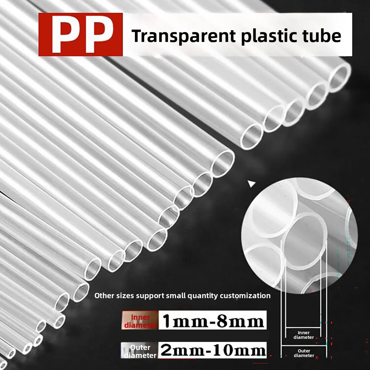 Transparent PP Plastic Hard Tube, Polypropylene Hollow Round Pipe, Toy Support Tube & DIY Straw, Custom Length Cutting