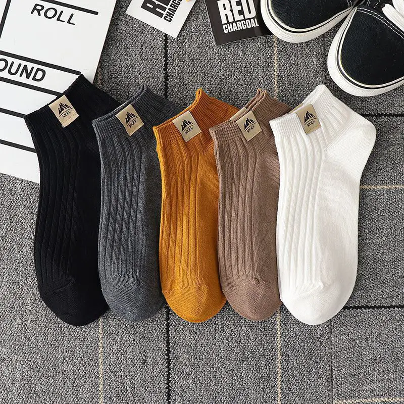 5/10 Pairs 2024 New High Quality Breathable Men's Solid Color Sports Socks Sweat-Absorbent And Deodorant Socks Casual Male Socks