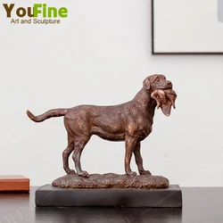 Bronze Dog Sculpture Bronze Hunting Dog with Prey Statue Antique Art Crafts Animal Figurine Statuette For Home Interior Decor