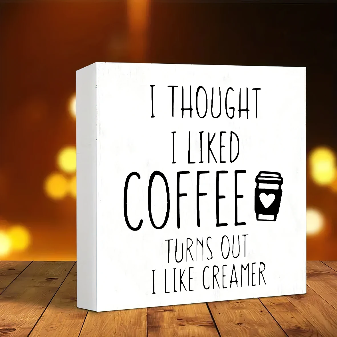 لافتة خشبية مضحكة "أنا أحب القهوة، ولكن أنا أحب كريمر" - مثالية لديكور المنزل والمطبخ، وإكسسوارات بار القهوة
