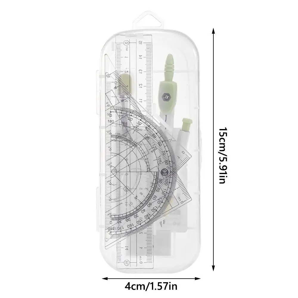 8 unids/set regla de plástico juego de brújulas borrador transparente juego de Regla de medición regla recta cuadrada herramienta de dibujo escuela Oficina