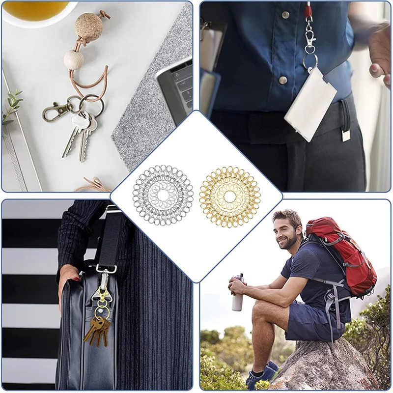 

AX83-100Set Metal Swivel Snap Hooks With Key Rings For Keychain Clip, Lanyard, Key, Art Crafts, Silver+Gold