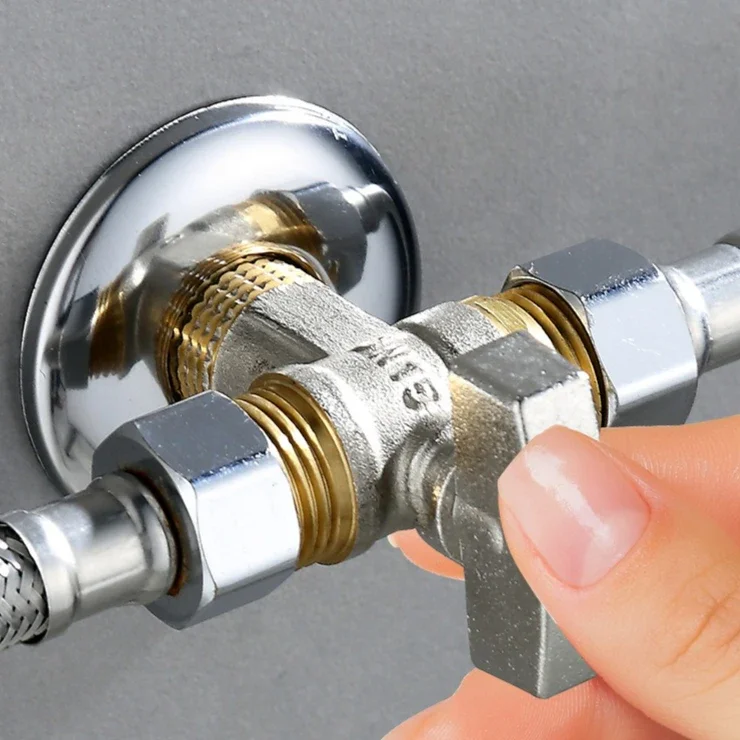 G1/2 Thread Brass Triangle Valve Large Cold Hot Water Angle Stop Valve for Kitchen Bathroom Large Triangular Valve 1PC