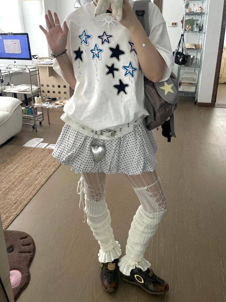 Sakura Cotton Short Sleeve T-Shirt Women's Loose Fit Printed Casual Style Summer Top Cute Boring Fashionable White Shirt