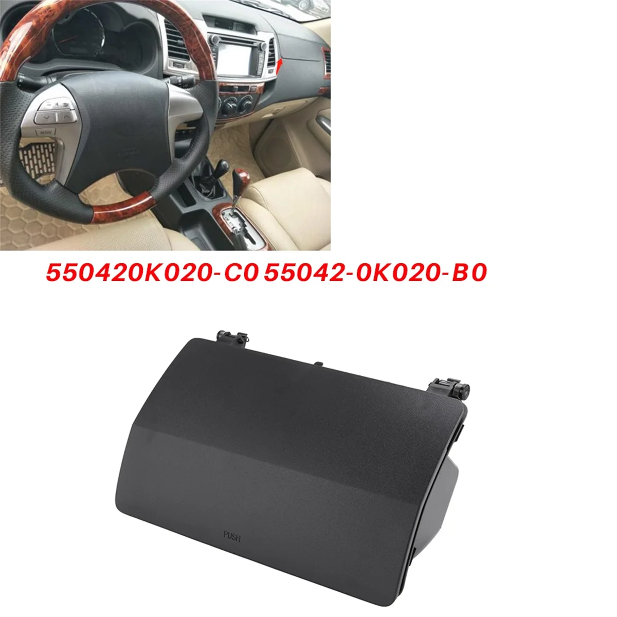 Caja de almacenamiento para salpicadero de coche, 55042-0K020-B0, para Toyota Hilux, Vigo, Mk6, Mk7, Fortuner, instrumento superior, guantera, 550420K020-C0