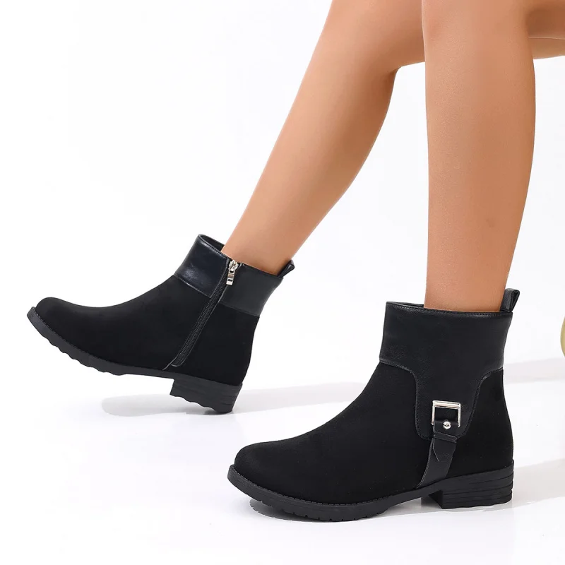 Fashion Ankle Boots For Women Platform Shoes Woman Round Toe Women's Boots Trend 2026 New Black Casual Shoes Ladies Big Size 43
