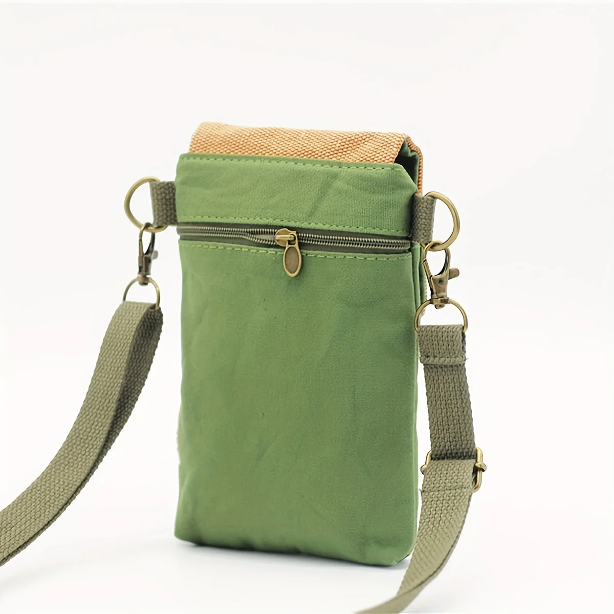 Solid-Color Minimalist Canvas Mobile Phone Crossbody Bag, Small and Portable, a Versatile Small Crossbody Bag for Daily Use