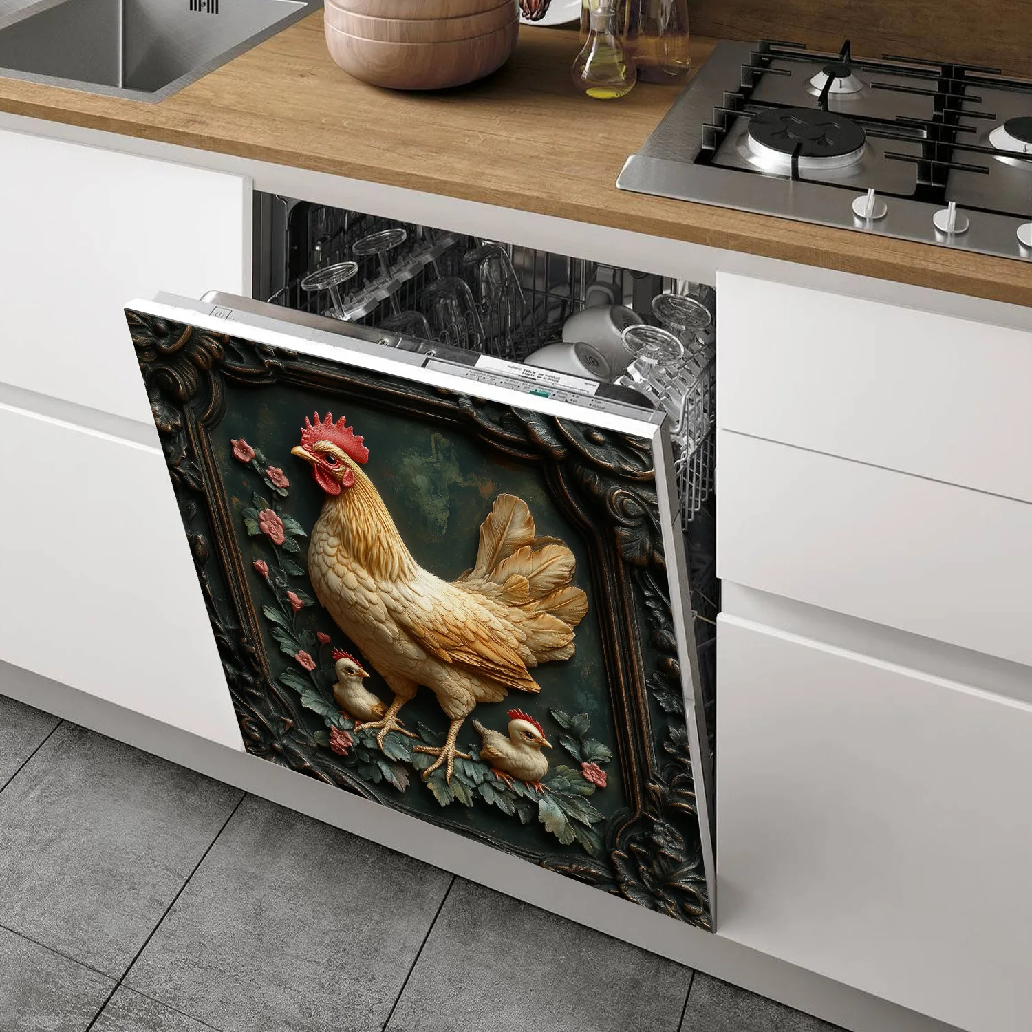 

3D Decorative Stickers 65X58.5Cm Household Dishwasher Magnetic Stickers Kitchen Home Refrigerator Stickers Magnetic Board