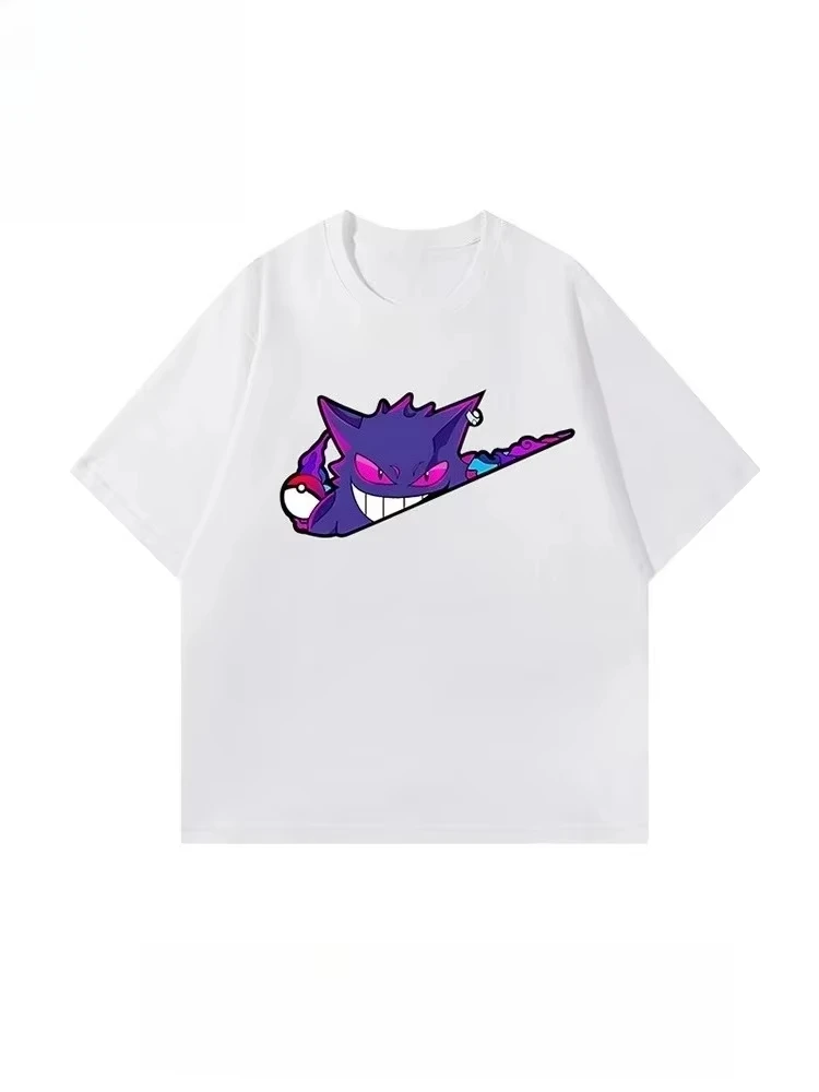 Pokémon Anime Gengar Creative Fun Printed T-shirt Summer Men's and Women's T-shirt Trendy Loose Casual Y2K 2026 New Streetwear