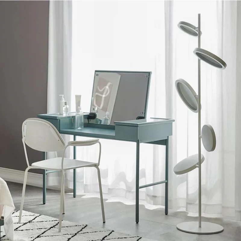 

Minimal light luxury makeup mirror, cream solid wood Nordic simple dresser