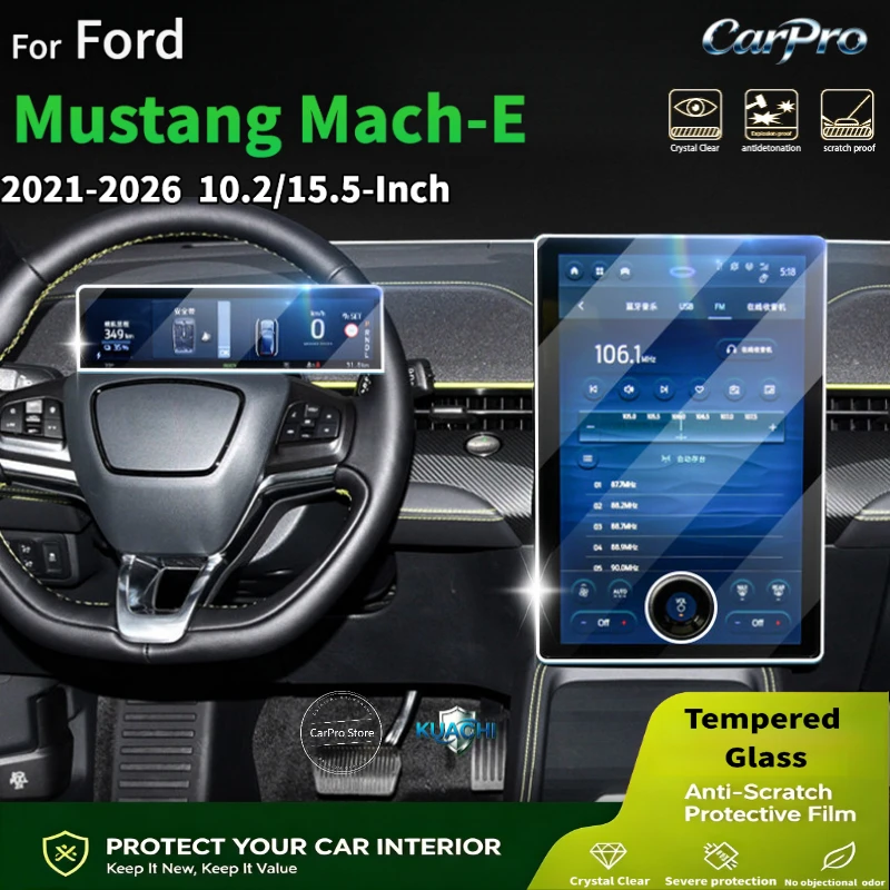 For 2021‑2026 Ford Mustang Mach‑E 15.5Inch Car Interiors Accessories Screen Tempered Glass Film Anti-Scratch Glare Fingerfrints