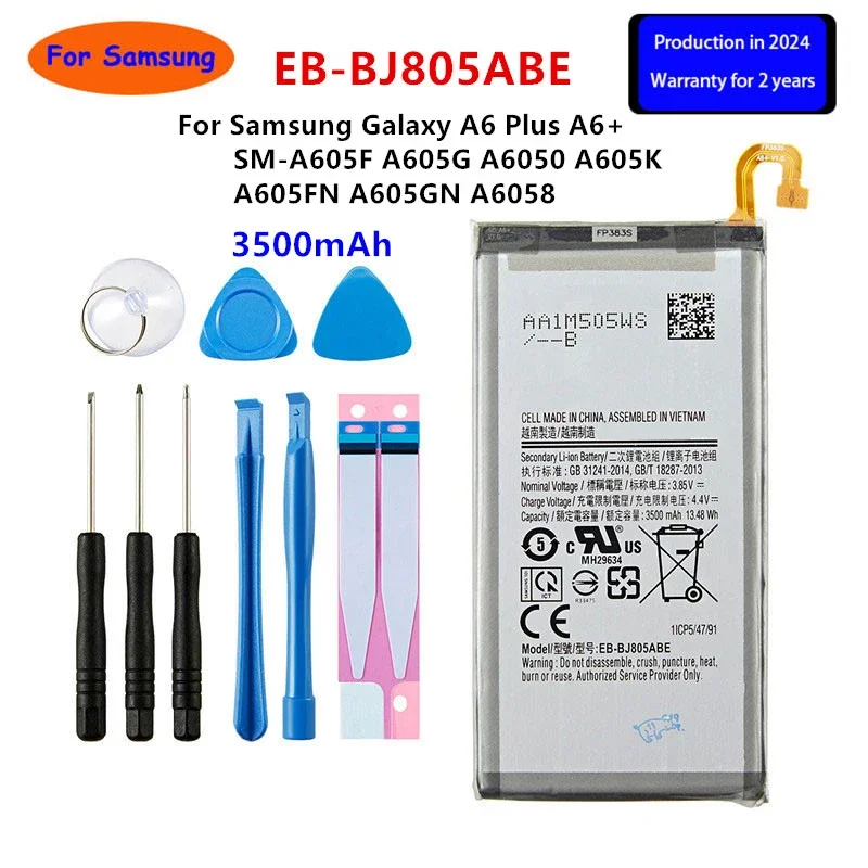 Brand New EB-BJ805ABE 3500mAh Battery for Samsung Galaxy A6 Plus A6+ SM-A605F A605G A6050 A605K A605FN A605GN A6058 +Tools