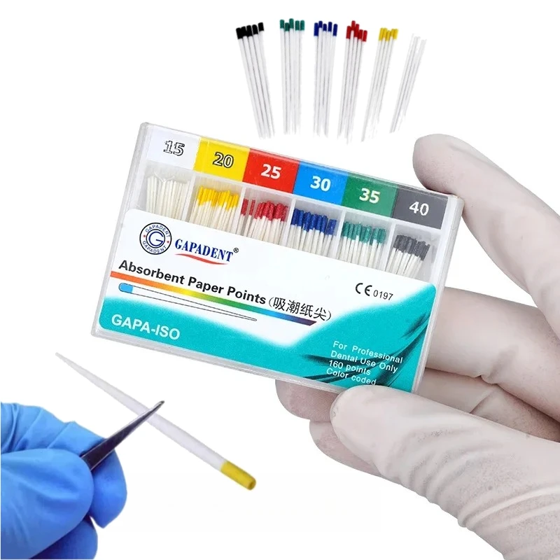 

5 Boxes GAPADENT Absorbent Paper Points 02/04/06/Pro Taper 15-40 # Endodontic Disease Cotton Fiber Tip Excellent Quality Dental