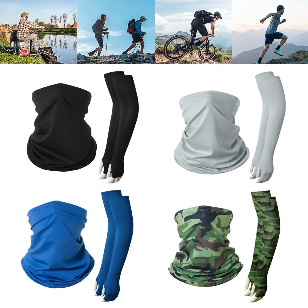 Men Women Head Face Neck Sunshade Fishing Cycling Sports Riding Turban Ice Silk Sleeves Motorcycle Breathable Bandana Scarves