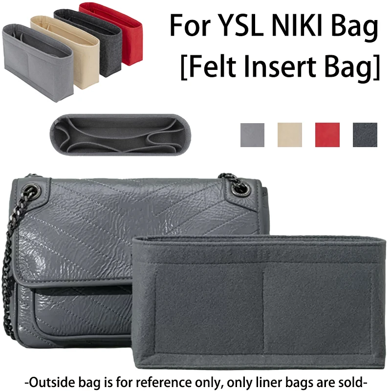 Felt Insert Organizer for NIKI Bag – Bag-in-Bag Liner Makeup Cosmetic Storage & Purse Shaper Support