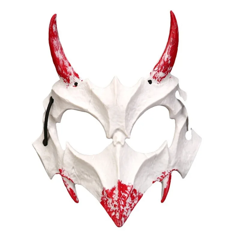 HALLOWEEN Night Gory Collection Japanese Yokai Half-Face Blood Mask: Tiger/Yasha/Tengu/Werewolf/Nue Anime-Style Party Mask" image 5