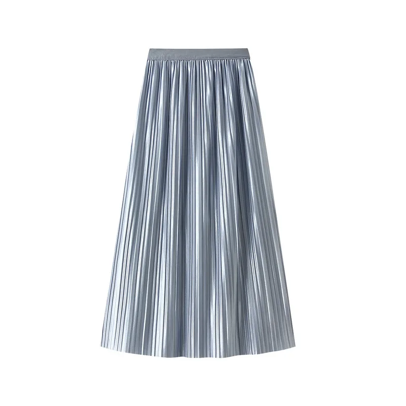 Primavera 2025 Falda midi de gasa floral de cintura alta para mujer Falda de tul plisada en capas maxi en capas elegante