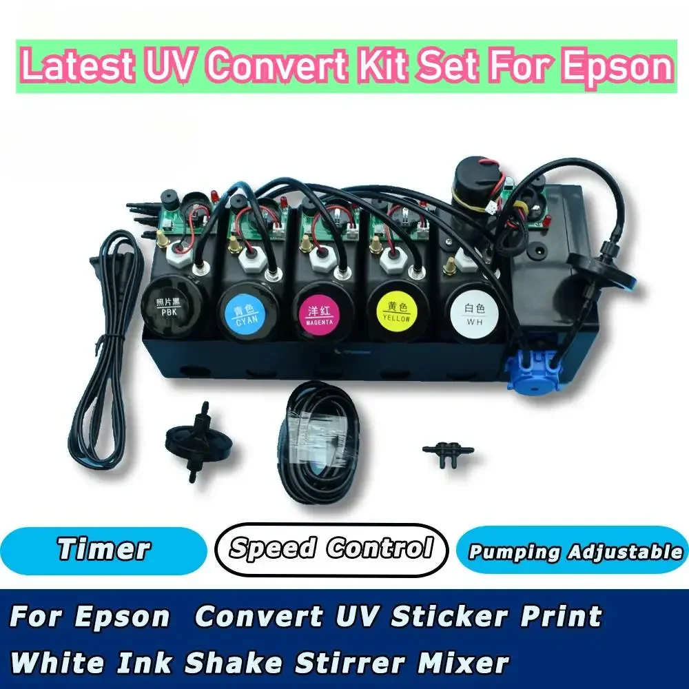 

UV Ink Supply CISS System With Curing Lamp Light Modify UV Set For Epson Convert UV Sticker Print White Ink Shake Stirrer Mixer