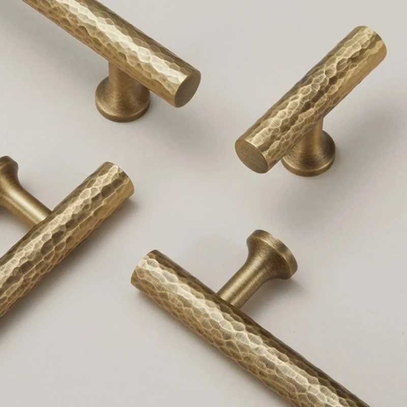 Vintage Brass Handles for Cabinets and Drawers Hand-hammered Texture Hardware Fitting Wardrobes Shoe Cabinets Furniture Handles