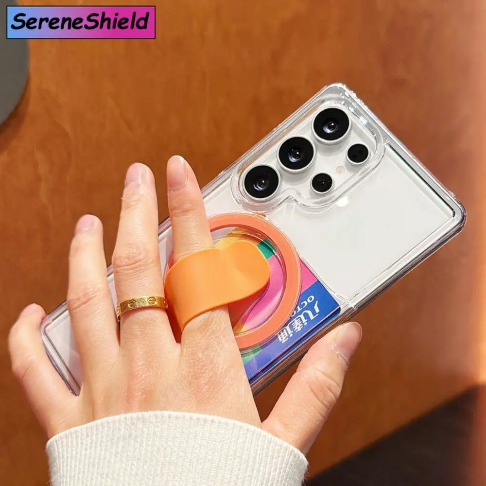 

Роскошный прозрачный чехол-держатель для карт с магнитной подставкой для Samsung Galaxy S26 Ultra S25 S24 Ultra Plus, ударопрочный жесткий чехол