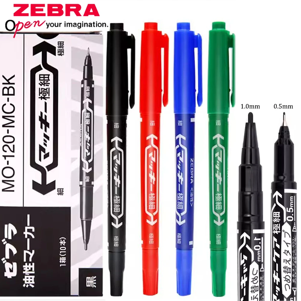 10Pcs Japan ZEBRA Double-ended Oil-based Marker Does Not Fade Quick-drying Waterproof Penlint Drawing Art Supplies Stationery