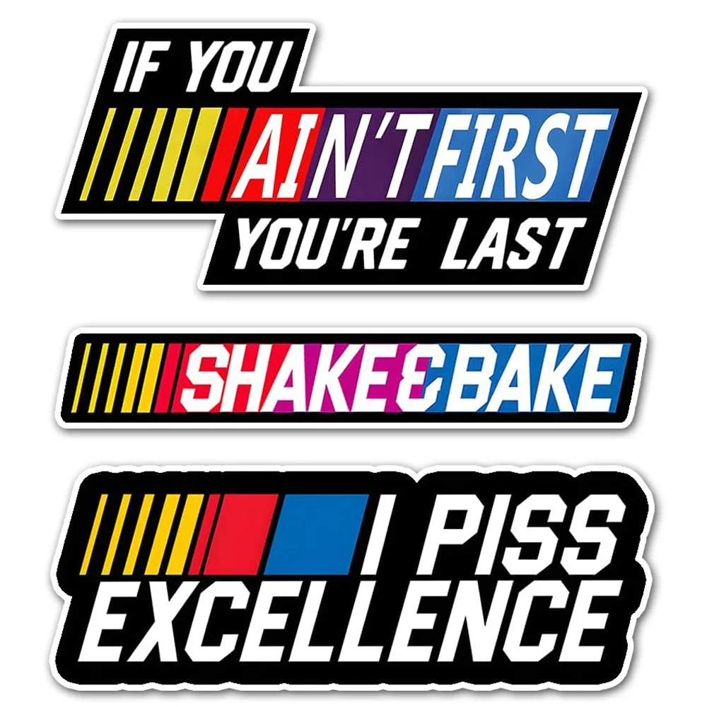 3Pcs Ricky Bobby Racing Quote Stickers, 