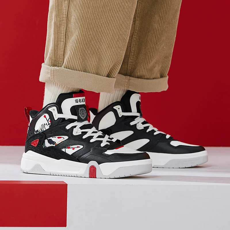 Xtep Chiniese New Year Skateboarding Shoes For Men 2024 Spring Wear-Resistant Skate Shoes Mid Top Sneakers 976119310009