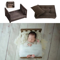 Newborn Photography Furniture Handmade Wooden Bed Vintage Crib and Posing Mattress Props Studio Baby Photography Accessories