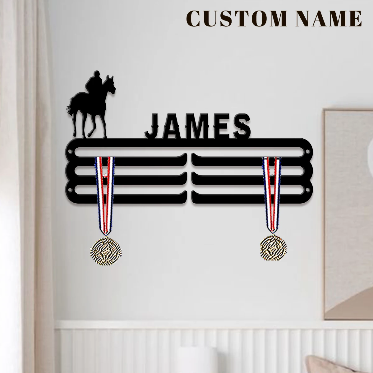 Custom Equestrian Rider Metal Medal Display Rack, Valentines Gift, for Room Decor, Suitable for Basketball, Football Exercise