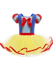 Girls Snow White Dress Leotard Costume With Concealed Buckle Open Style Printed Dress Performance Dancewear Fancy Princess Dress