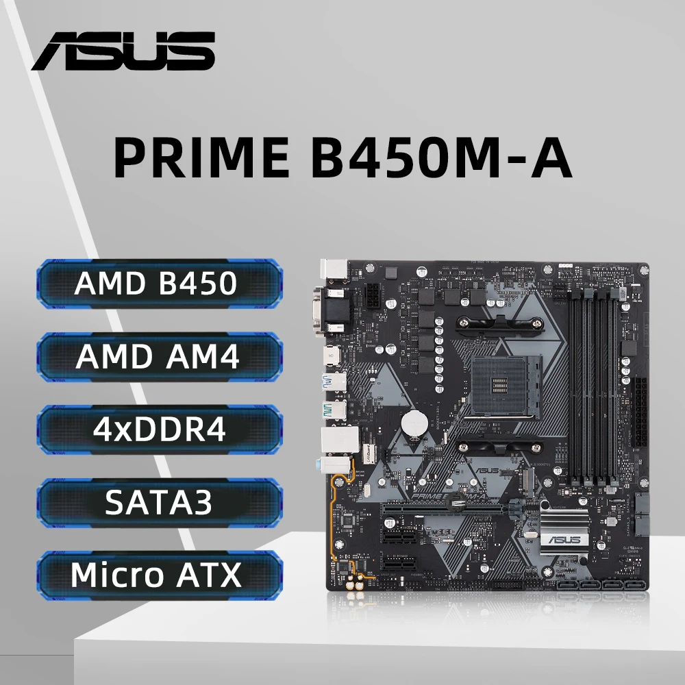 ASUS-PRIME B450M-Aマザーボード,ryzen 5 5600g r7 5700x3d cpu,4x ddr4,128gb,hdmi,デュアルm.2 rgb,am4メインボードをサポート