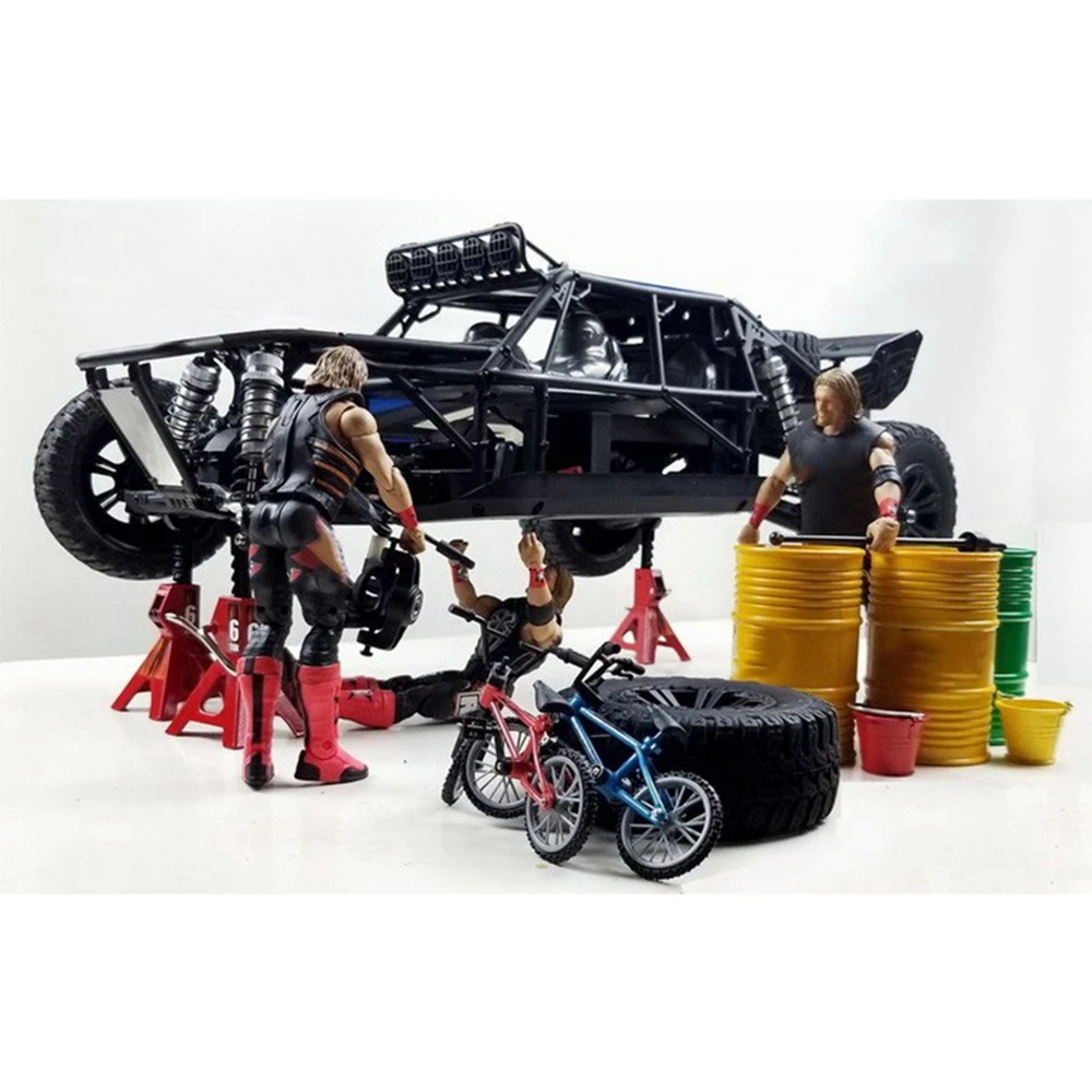 4 buah dudukan perbaikan Jack 6 Ton dapat disesuaikan tinggi logam untuk mobil Crawler RC 1/10 Axial SCX10 90046 Traxxas TRX4 TRX6 D90,1