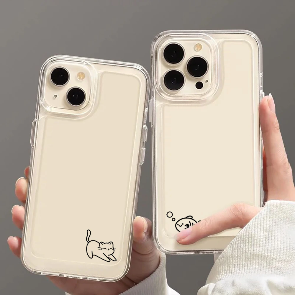 Lustige Katzen-Fisch-Paar Handyhülle für iPhone 17 16 15 14 13 12 11 Pro Max Mini SE 7 Plus 17E Stoßfeste Weiche Transparente Schutzhülle