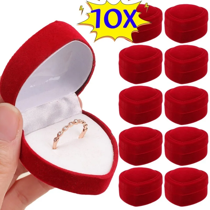 Kotak cincin pernikahan bentuk hati merah mode romantis kotak perhiasan anting kotak tampilan cincin pemegang kotak hadiah Hari Valentine