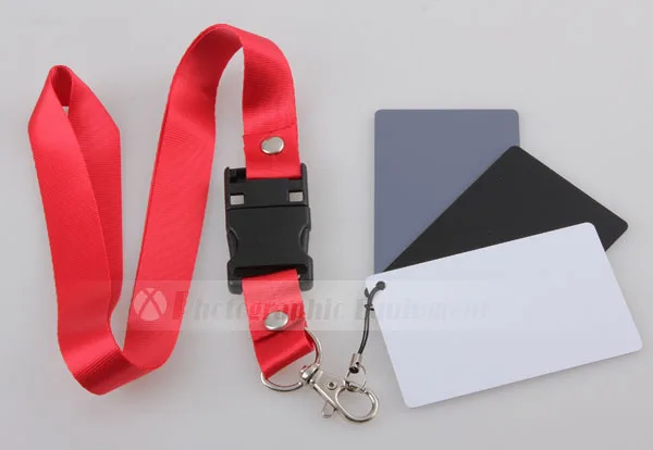 50pcs 3 in 1 Pocket-Size Digital Camera White Black Grey Balance Cards 18% Gray Card with Neck Strap for Digital Photography