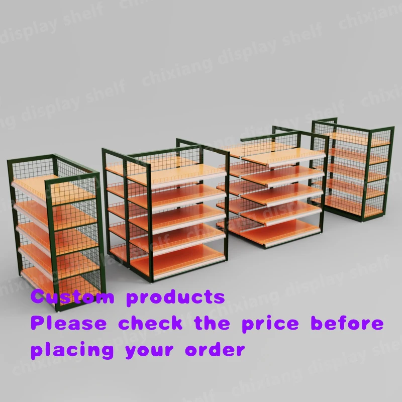

custom.Custom Light Duty Steel Wire Mesh Backed Metal Shelves Freestanding Shopping Malls Large Supermarket Merchandise Disp