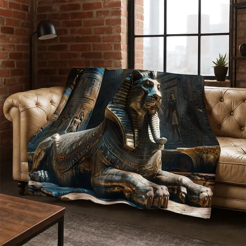 Ancient Egypt Death Anubis Pharaoh Cartoon Flannel Blanket Soft Throw Blanket for Bedroom Living Room Bed Travel Camping Picnic