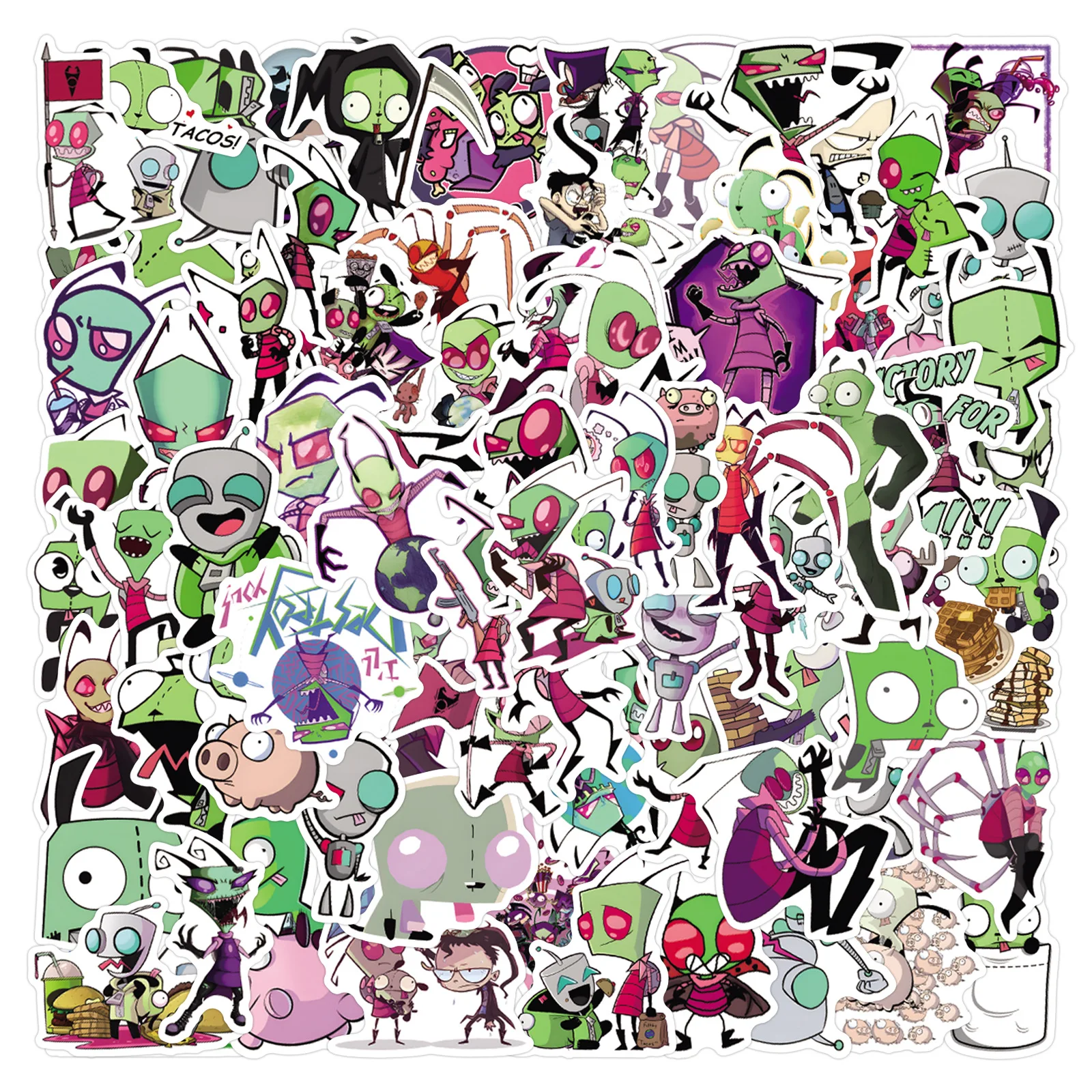 110 pçs invader zim graffiti adesivos conjunto estético bonito decalques scrapbook diário telefone portátil adesivos à prova dwaterproof água ﻿