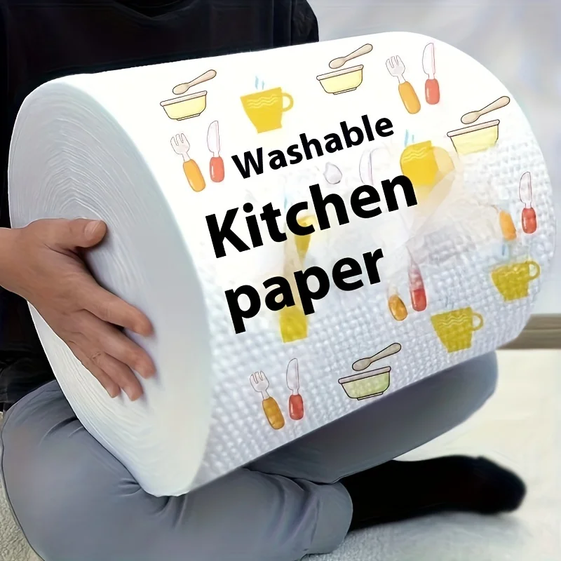 1 roll (400 sheets), lazy cloth, disposable kitchen tissue, washable dry and wet dual-use towel, dishcloth, non stick oil cloth,