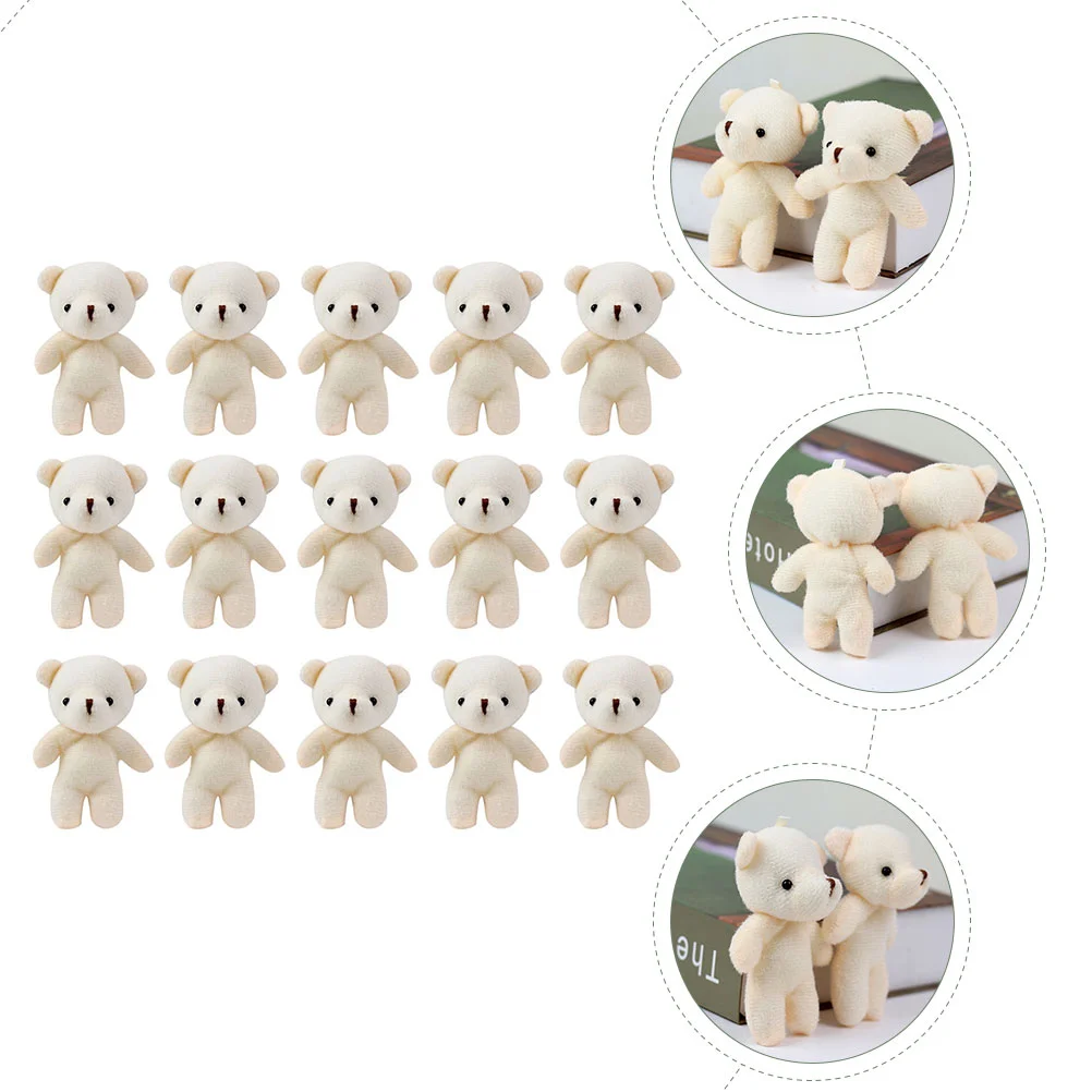 12 Pcs Mini Bear Miniature Stuffed Animals Portable Decor Lovely Pendant Keychain Figurines Toy