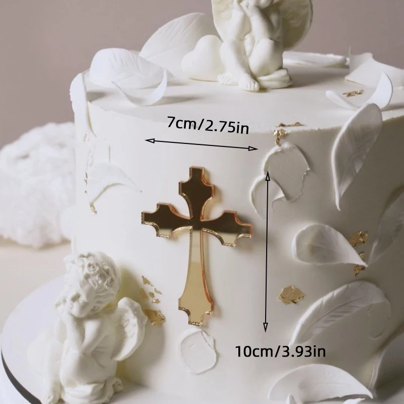 1/5 Stück Goldenes Kreuz & Taube Kuchendeckel Heilige Kommunion Dekor, Taufe Partyzubehör, Erstkommunion Kucheneinsatz Babyparty – Detail 16