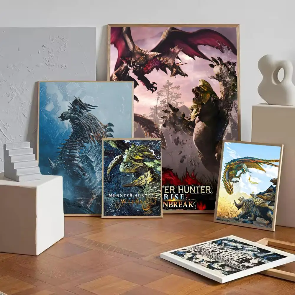 Anime M-Monster H-HunteR W-Wilds Poster Paper Print Home Living Room Bedroom Entrance Bar Cafe Art Painting Decoration